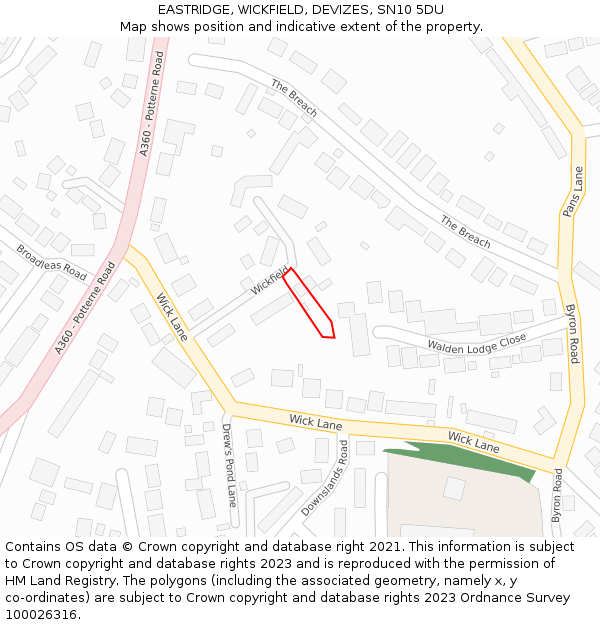 EASTRIDGE, WICKFIELD, DEVIZES, SN10 5DU: Location map and indicative extent of plot
