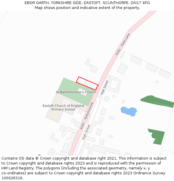 EBOR GARTH, YORKSHIRE SIDE, EASTOFT, SCUNTHORPE, DN17 4PG: Location map and indicative extent of plot