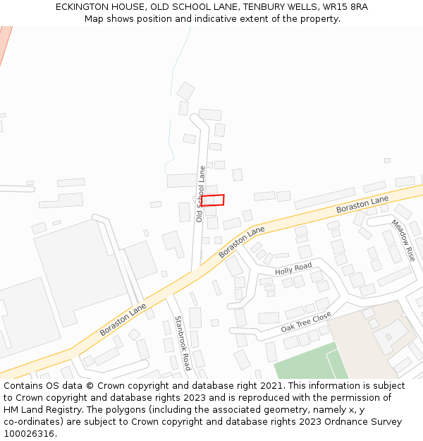 ECKINGTON HOUSE, OLD SCHOOL LANE, TENBURY WELLS, WR15 8RA: Location map and indicative extent of plot