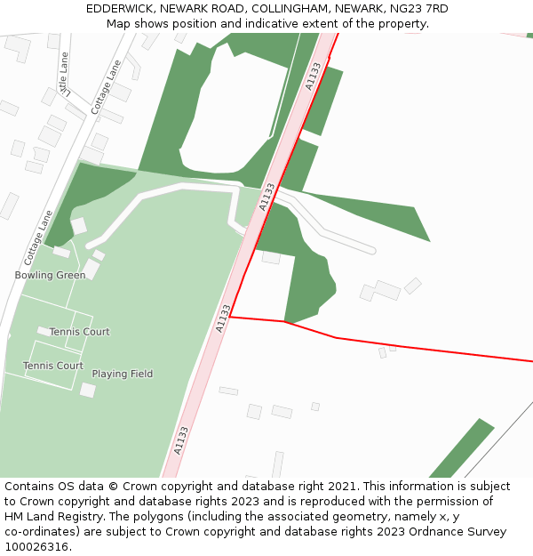 EDDERWICK, NEWARK ROAD, COLLINGHAM, NEWARK, NG23 7RD: Location map and indicative extent of plot