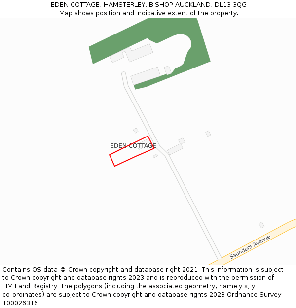 EDEN COTTAGE, HAMSTERLEY, BISHOP AUCKLAND, DL13 3QG: Location map and indicative extent of plot