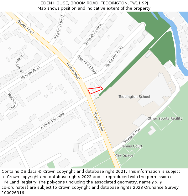 EDEN HOUSE, BROOM ROAD, TEDDINGTON, TW11 9PJ: Location map and indicative extent of plot