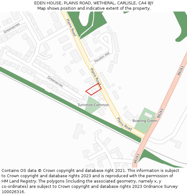 EDEN HOUSE, PLAINS ROAD, WETHERAL, CARLISLE, CA4 8JY: Location map and indicative extent of plot