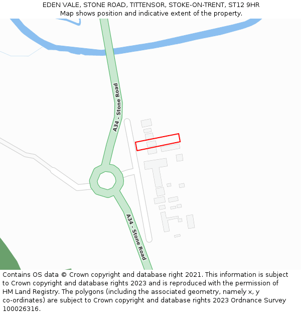 EDEN VALE, STONE ROAD, TITTENSOR, STOKE-ON-TRENT, ST12 9HR: Location map and indicative extent of plot