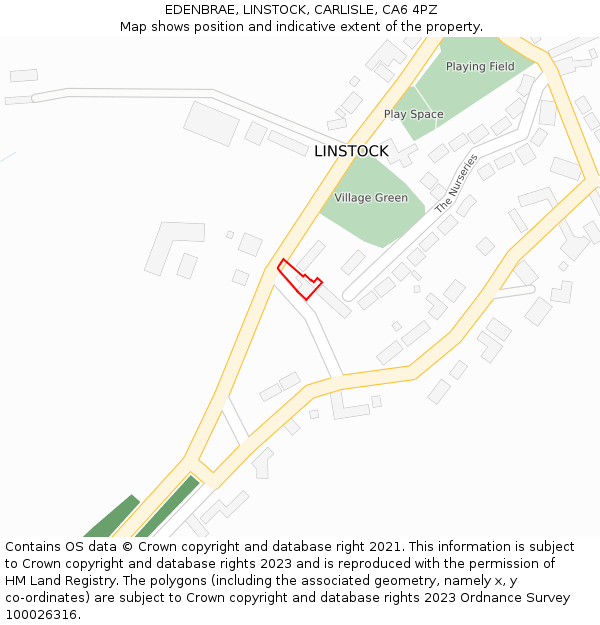 EDENBRAE, LINSTOCK, CARLISLE, CA6 4PZ: Location map and indicative extent of plot