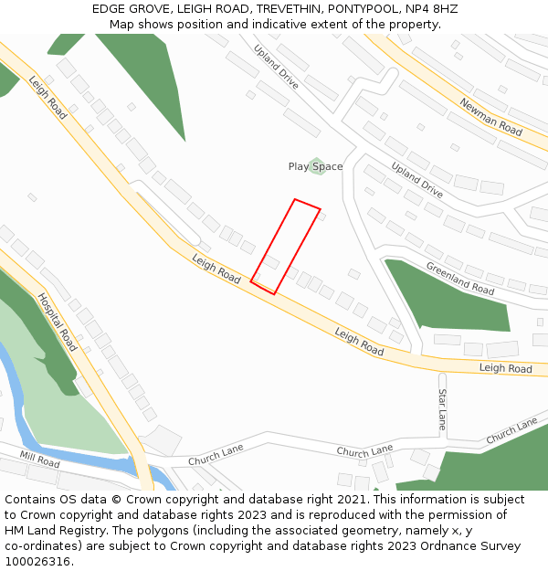 EDGE GROVE, LEIGH ROAD, TREVETHIN, PONTYPOOL, NP4 8HZ: Location map and indicative extent of plot