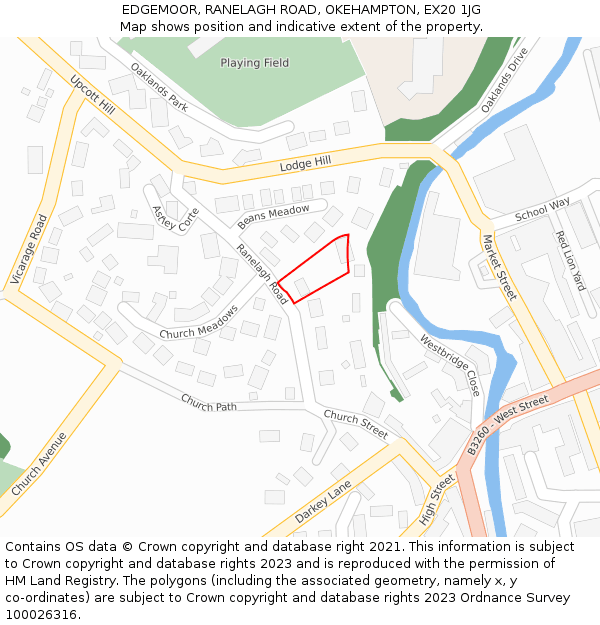EDGEMOOR, RANELAGH ROAD, OKEHAMPTON, EX20 1JG: Location map and indicative extent of plot