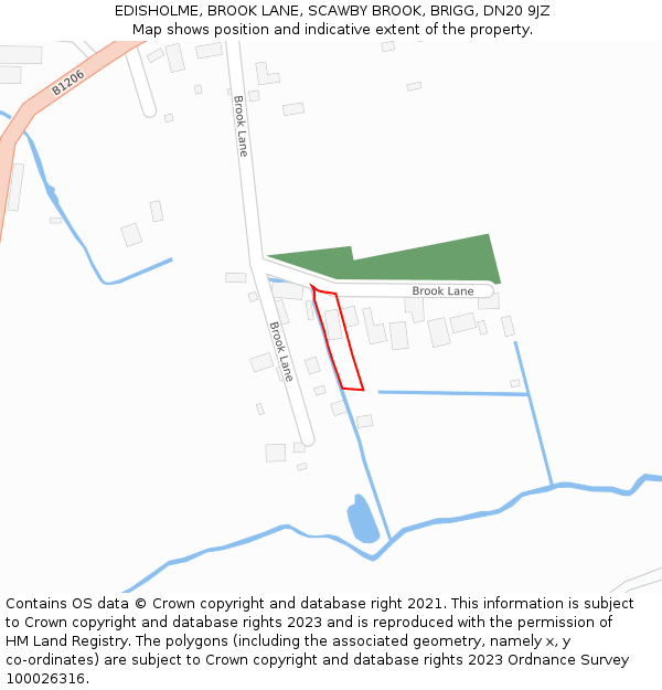 EDISHOLME, BROOK LANE, SCAWBY BROOK, BRIGG, DN20 9JZ: Location map and indicative extent of plot