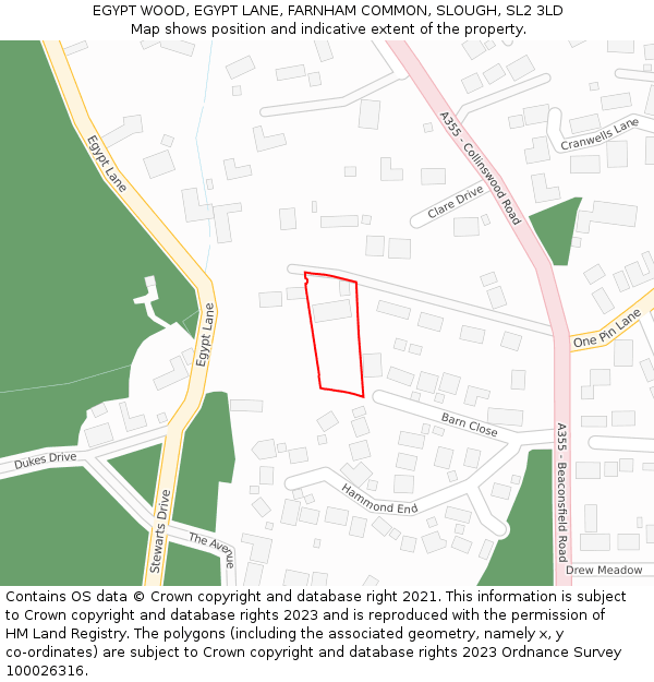 EGYPT WOOD, EGYPT LANE, FARNHAM COMMON, SLOUGH, SL2 3LD: Location map and indicative extent of plot