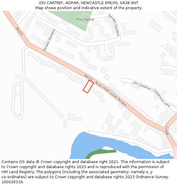 EIN CARTREF, ADPAR, NEWCASTLE EMLYN, SA38 9NT: Location map and indicative extent of plot