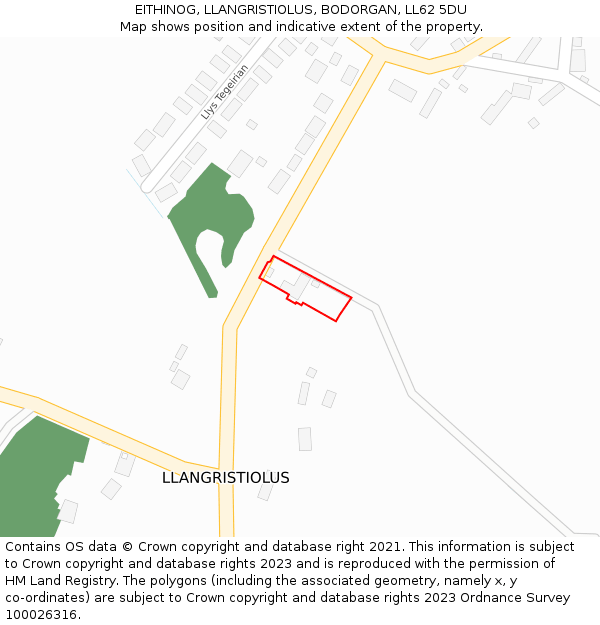 EITHINOG, LLANGRISTIOLUS, BODORGAN, LL62 5DU: Location map and indicative extent of plot