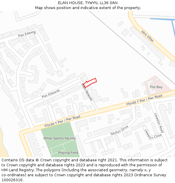 ELAN HOUSE, TYWYN, LL36 0AN: Location map and indicative extent of plot