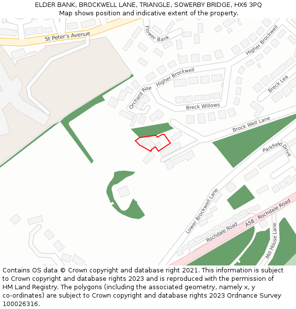 ELDER BANK, BROCKWELL LANE, TRIANGLE, SOWERBY BRIDGE, HX6 3PQ: Location map and indicative extent of plot