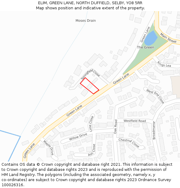 ELIM, GREEN LANE, NORTH DUFFIELD, SELBY, YO8 5RR: Location map and indicative extent of plot