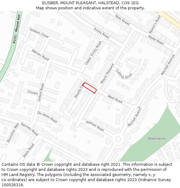 ELISBER, MOUNT PLEASANT, HALSTEAD, CO9 1EG: Location map and indicative extent of plot