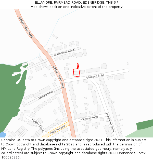 ELLANORE, FAIRMEAD ROAD, EDENBRIDGE, TN8 6JP: Location map and indicative extent of plot