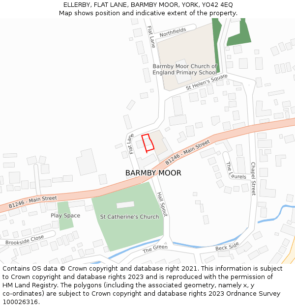 ELLERBY, FLAT LANE, BARMBY MOOR, YORK, YO42 4EQ: Location map and indicative extent of plot