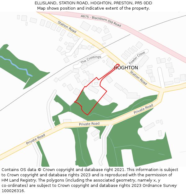 ELLISLAND, STATION ROAD, HOGHTON, PRESTON, PR5 0DD: Location map and indicative extent of plot