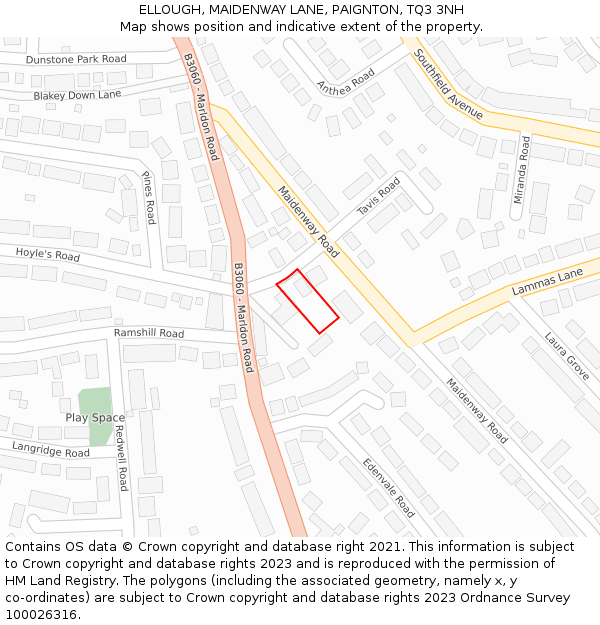 ELLOUGH, MAIDENWAY LANE, PAIGNTON, TQ3 3NH: Location map and indicative extent of plot