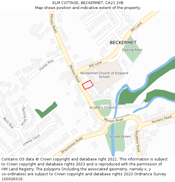ELM COTTAGE, BECKERMET, CA21 2YB: Location map and indicative extent of plot