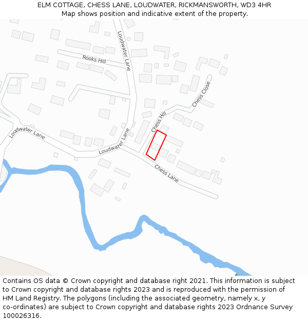 ELM COTTAGE, CHESS LANE, LOUDWATER, RICKMANSWORTH, WD3 4HR: Location map and indicative extent of plot