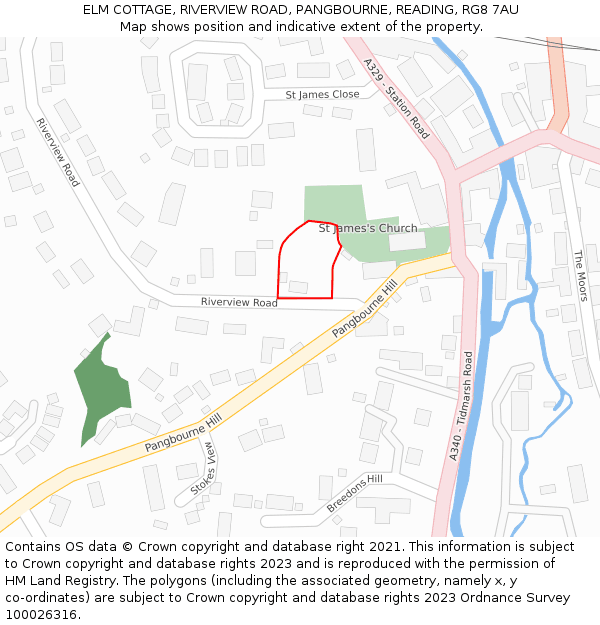 ELM COTTAGE, RIVERVIEW ROAD, PANGBOURNE, READING, RG8 7AU: Location map and indicative extent of plot