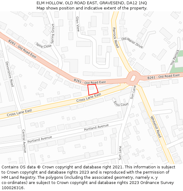 ELM HOLLOW, OLD ROAD EAST, GRAVESEND, DA12 1NQ: Location map and indicative extent of plot
