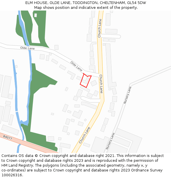 ELM HOUSE, OLDE LANE, TODDINGTON, CHELTENHAM, GL54 5DW: Location map and indicative extent of plot