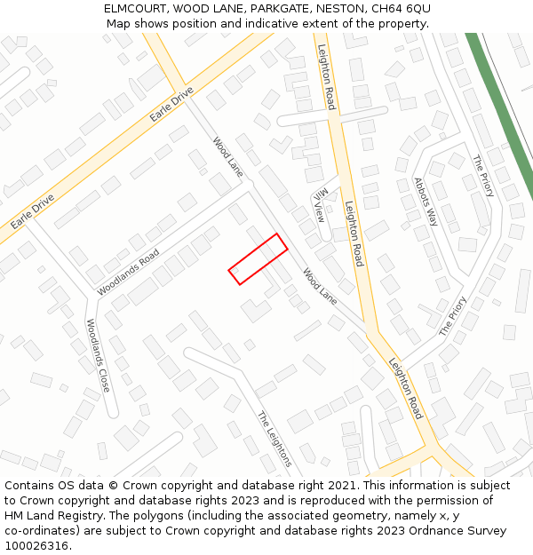 ELMCOURT, WOOD LANE, PARKGATE, NESTON, CH64 6QU: Location map and indicative extent of plot