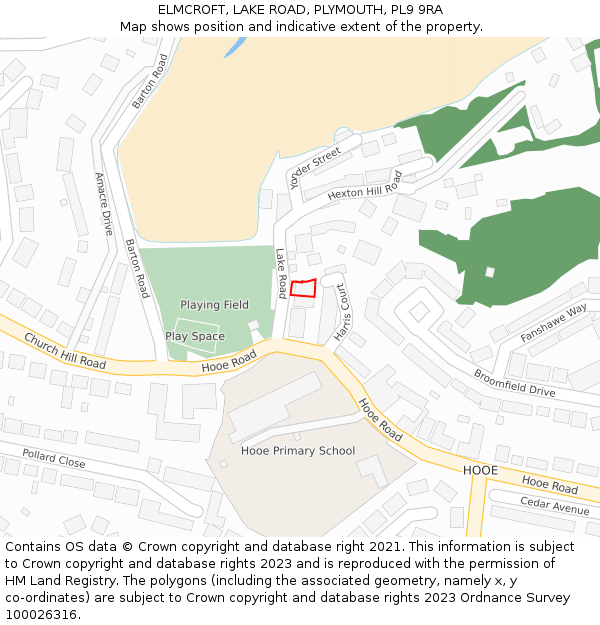 ELMCROFT, LAKE ROAD, PLYMOUTH, PL9 9RA: Location map and indicative extent of plot