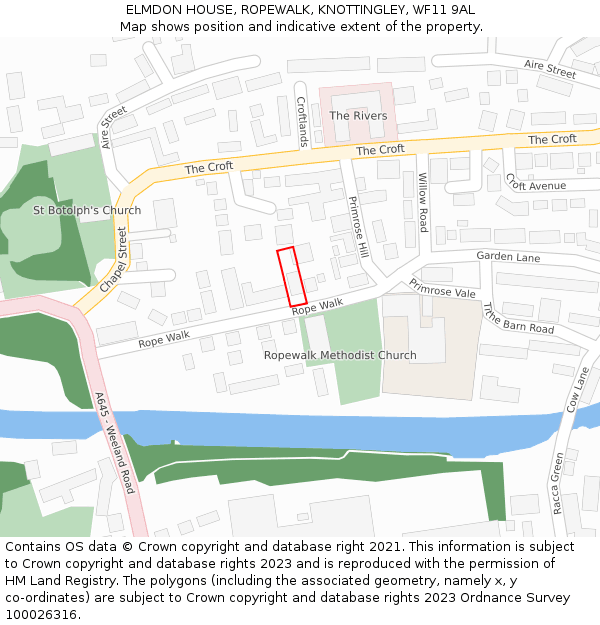 ELMDON HOUSE, ROPEWALK, KNOTTINGLEY, WF11 9AL: Location map and indicative extent of plot