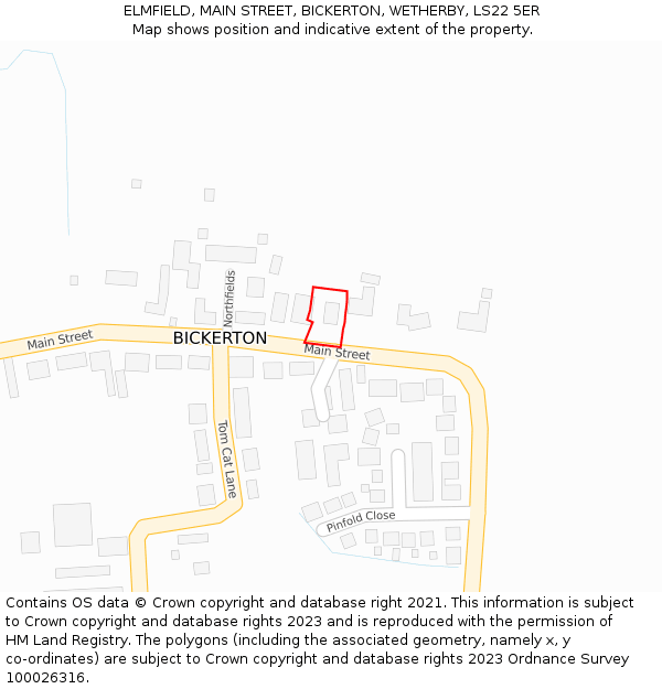 ELMFIELD, MAIN STREET, BICKERTON, WETHERBY, LS22 5ER: Location map and indicative extent of plot