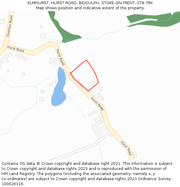 ELMHURST, HURST ROAD, BIDDULPH, STOKE-ON-TRENT, ST8 7RX: Location map and indicative extent of plot