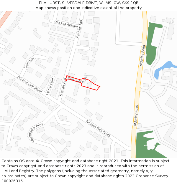 ELMHURST, SILVERDALE DRIVE, WILMSLOW, SK9 1QR: Location map and indicative extent of plot