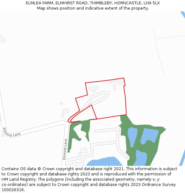 ELMLEA FARM, ELMHIRST ROAD, THIMBLEBY, HORNCASTLE, LN9 5LX: Location map and indicative extent of plot