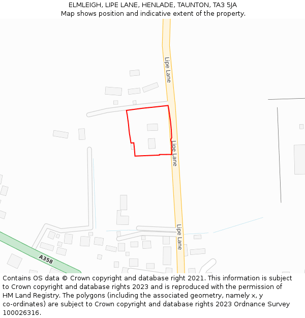 ELMLEIGH, LIPE LANE, HENLADE, TAUNTON, TA3 5JA: Location map and indicative extent of plot