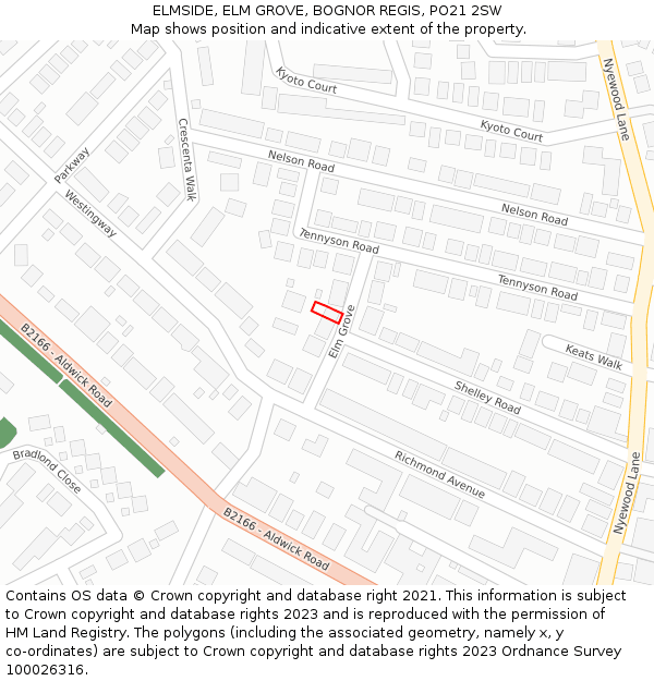 ELMSIDE, ELM GROVE, BOGNOR REGIS, PO21 2SW: Location map and indicative extent of plot