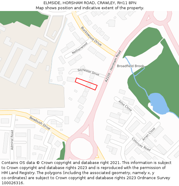 ELMSIDE, HORSHAM ROAD, CRAWLEY, RH11 8PN: Location map and indicative extent of plot