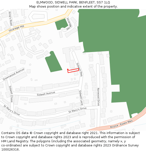 ELMWOOD, SIDWELL PARK, BENFLEET, SS7 1LQ: Location map and indicative extent of plot