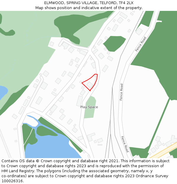 ELMWOOD, SPRING VILLAGE, TELFORD, TF4 2LX: Location map and indicative extent of plot