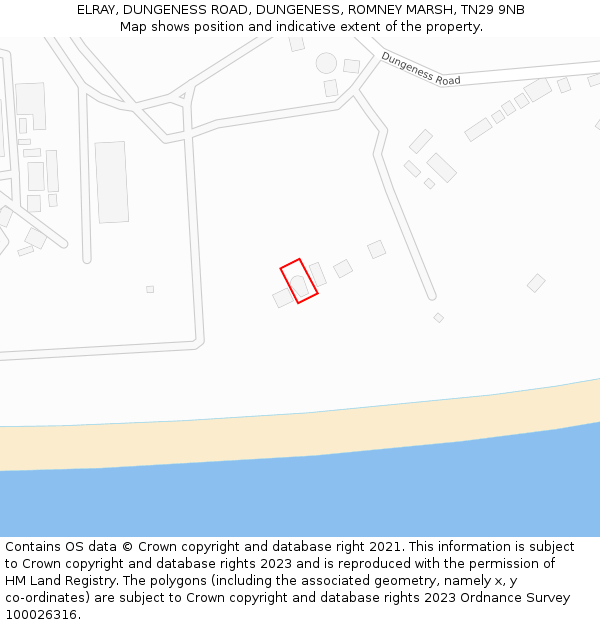 ELRAY, DUNGENESS ROAD, DUNGENESS, ROMNEY MARSH, TN29 9NB: Location map and indicative extent of plot