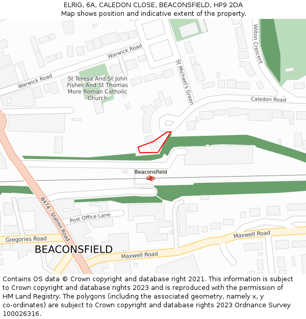 ELRIG, 6A, CALEDON CLOSE, BEACONSFIELD, HP9 2DA: Location map and indicative extent of plot