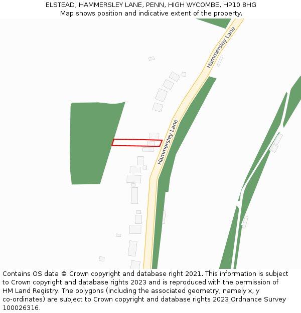 ELSTEAD, HAMMERSLEY LANE, PENN, HIGH WYCOMBE, HP10 8HG: Location map and indicative extent of plot