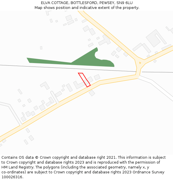ELVA COTTAGE, BOTTLESFORD, PEWSEY, SN9 6LU: Location map and indicative extent of plot