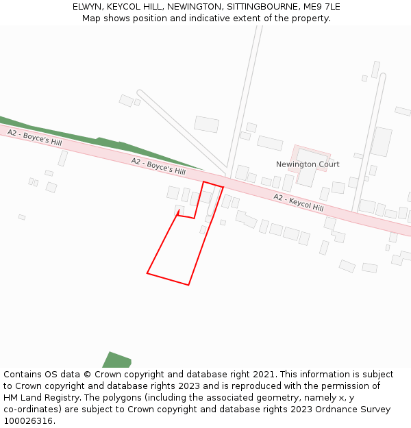 ELWYN, KEYCOL HILL, NEWINGTON, SITTINGBOURNE, ME9 7LE: Location map and indicative extent of plot