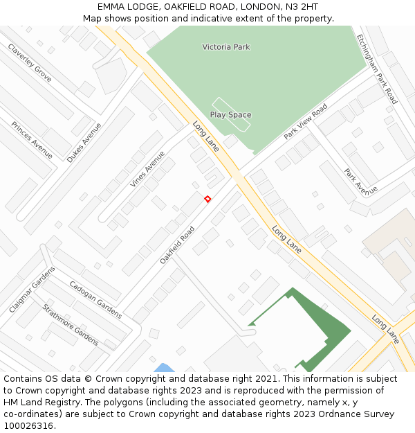 EMMA LODGE, OAKFIELD ROAD, LONDON, N3 2HT: Location map and indicative extent of plot