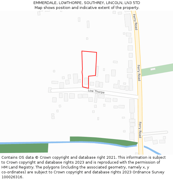 EMMERDALE, LOWTHORPE, SOUTHREY, LINCOLN, LN3 5TD: Location map and indicative extent of plot