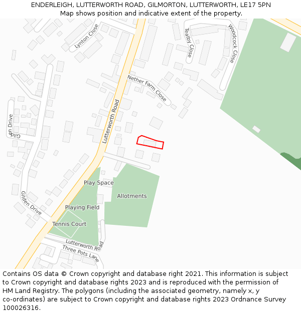 ENDERLEIGH, LUTTERWORTH ROAD, GILMORTON, LUTTERWORTH, LE17 5PN: Location map and indicative extent of plot