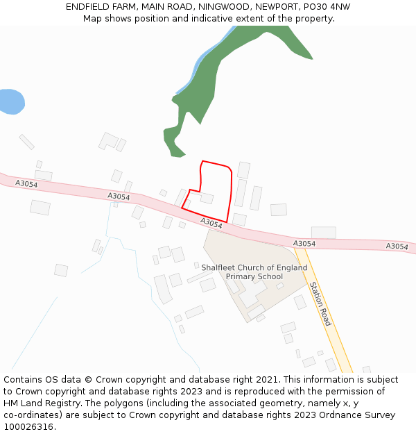 ENDFIELD FARM, MAIN ROAD, NINGWOOD, NEWPORT, PO30 4NW: Location map and indicative extent of plot