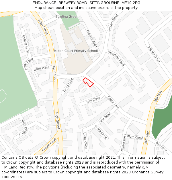 ENDURANCE, BREWERY ROAD, SITTINGBOURNE, ME10 2EG: Location map and indicative extent of plot